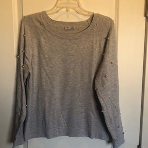 Crew Sweater with Pearl Detail